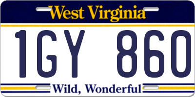 WV license plate 1GY860