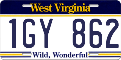 WV license plate 1GY862