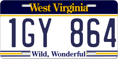 WV license plate 1GY864