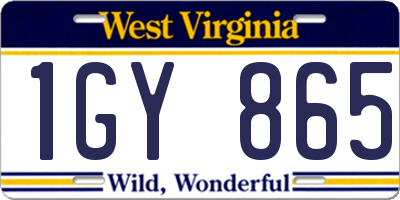 WV license plate 1GY865