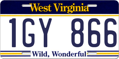WV license plate 1GY866