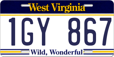 WV license plate 1GY867