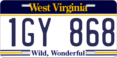 WV license plate 1GY868
