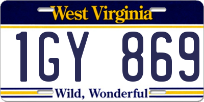 WV license plate 1GY869