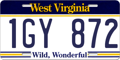 WV license plate 1GY872