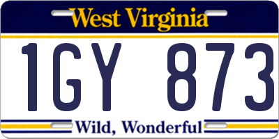 WV license plate 1GY873