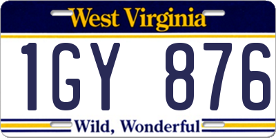 WV license plate 1GY876