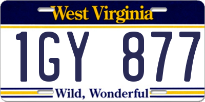 WV license plate 1GY877