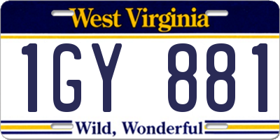 WV license plate 1GY881