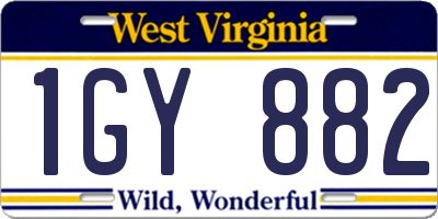WV license plate 1GY882
