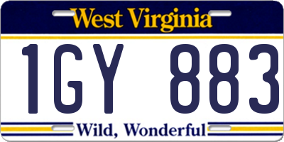 WV license plate 1GY883