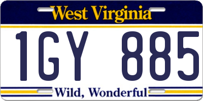 WV license plate 1GY885