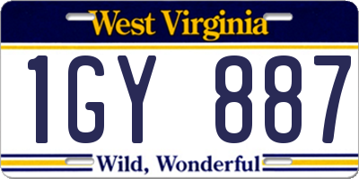 WV license plate 1GY887