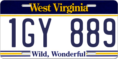 WV license plate 1GY889