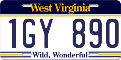 WV license plate 1GY890