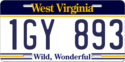WV license plate 1GY893