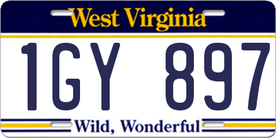 WV license plate 1GY897