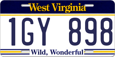 WV license plate 1GY898