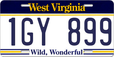 WV license plate 1GY899