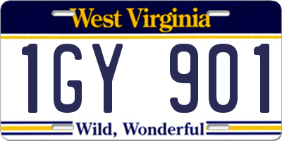 WV license plate 1GY901
