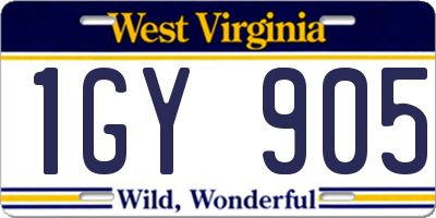 WV license plate 1GY905