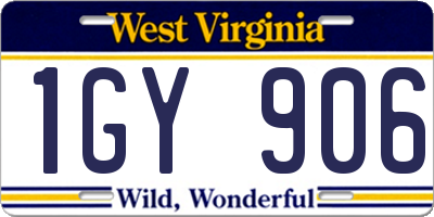 WV license plate 1GY906