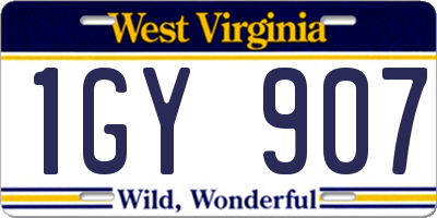 WV license plate 1GY907