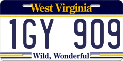 WV license plate 1GY909