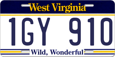 WV license plate 1GY910