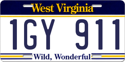WV license plate 1GY911