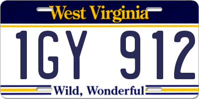 WV license plate 1GY912