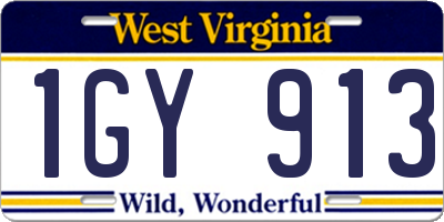 WV license plate 1GY913