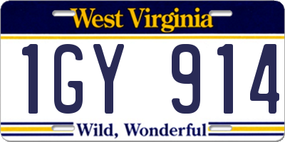 WV license plate 1GY914