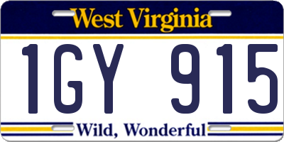 WV license plate 1GY915