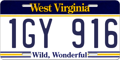 WV license plate 1GY916