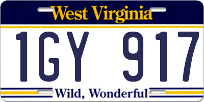 WV license plate 1GY917