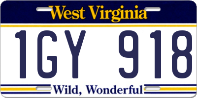 WV license plate 1GY918