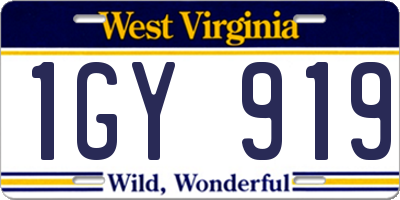 WV license plate 1GY919