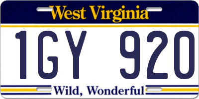 WV license plate 1GY920