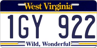 WV license plate 1GY922