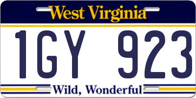 WV license plate 1GY923
