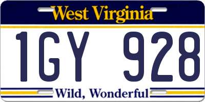 WV license plate 1GY928