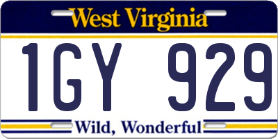 WV license plate 1GY929