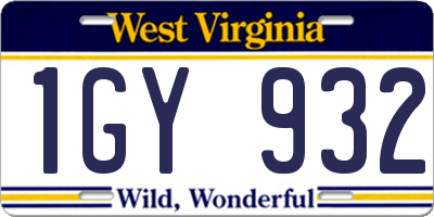 WV license plate 1GY932