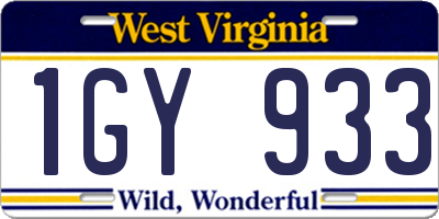 WV license plate 1GY933