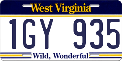 WV license plate 1GY935
