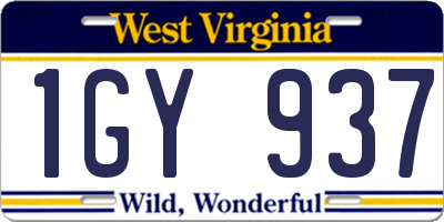 WV license plate 1GY937
