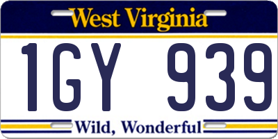 WV license plate 1GY939