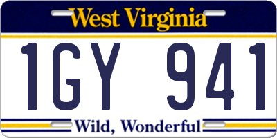 WV license plate 1GY941