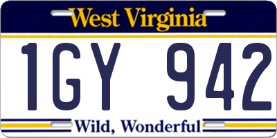 WV license plate 1GY942